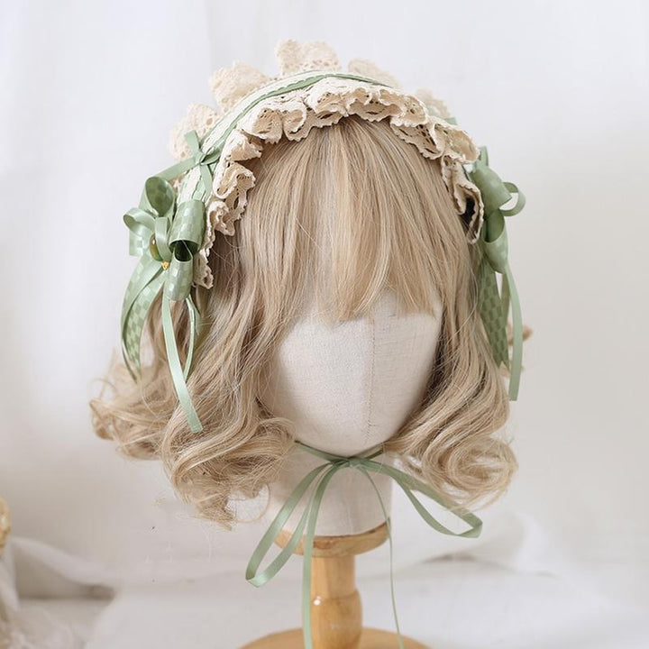 Lolita Fashion And Mori Kei Hair accessory Matcha Green Lace Brooch Clasp 36426:520768