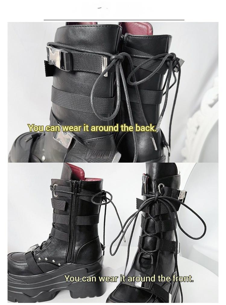 Punk Platform Boots with Mid-calf Length Shaft 42713:753333