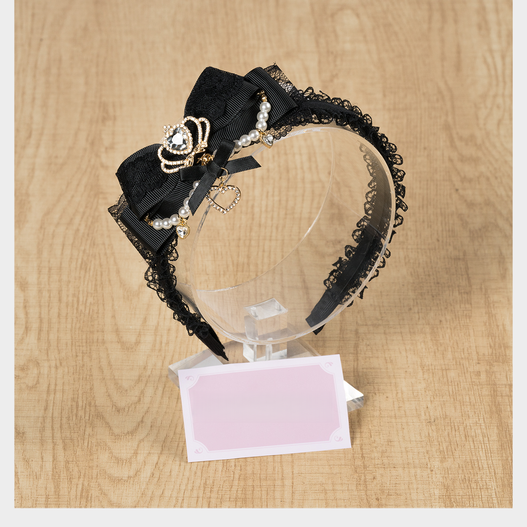 Ryousangata Bow Headband, Rhinestone Accents 44413:808723