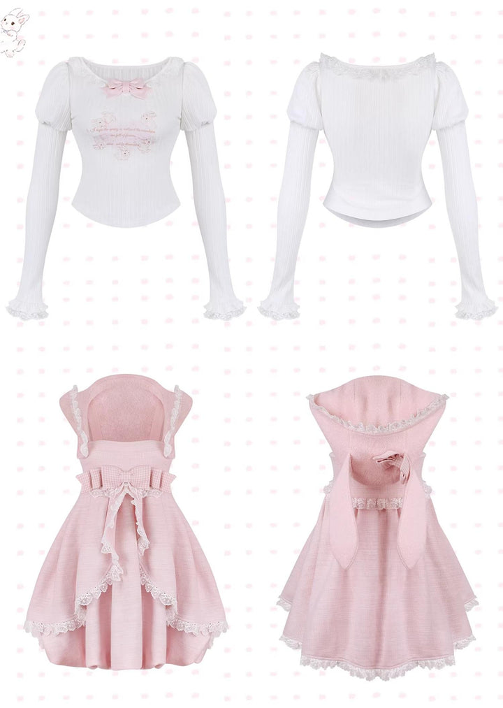 Pink Ryousangata Dress, Detachable Bunny Ear Hood 44747:829415