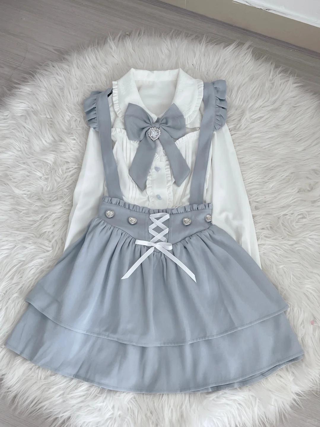 Jirai Kei White Blouse, Suspender Skirt (L M S) 21838:760770