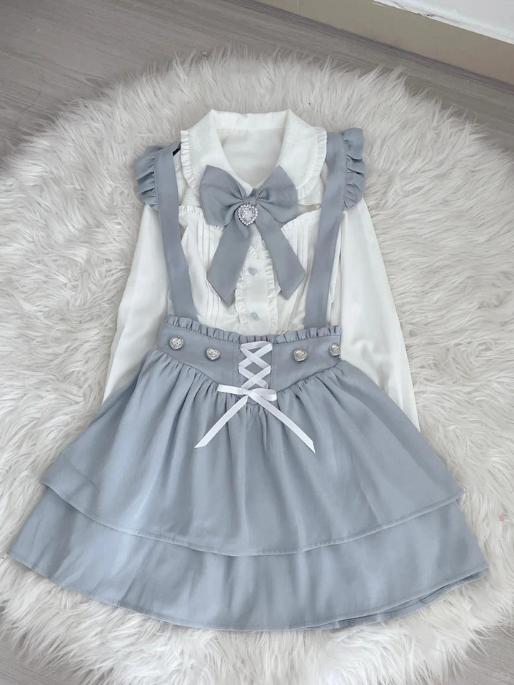 Jirai Kei White Blouse, Suspender Skirt (L M S) 21838:760770