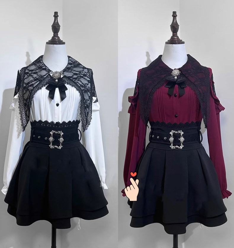 Jirai Kei Lace Blouse Double Layer Skirt A-line 39278:618494