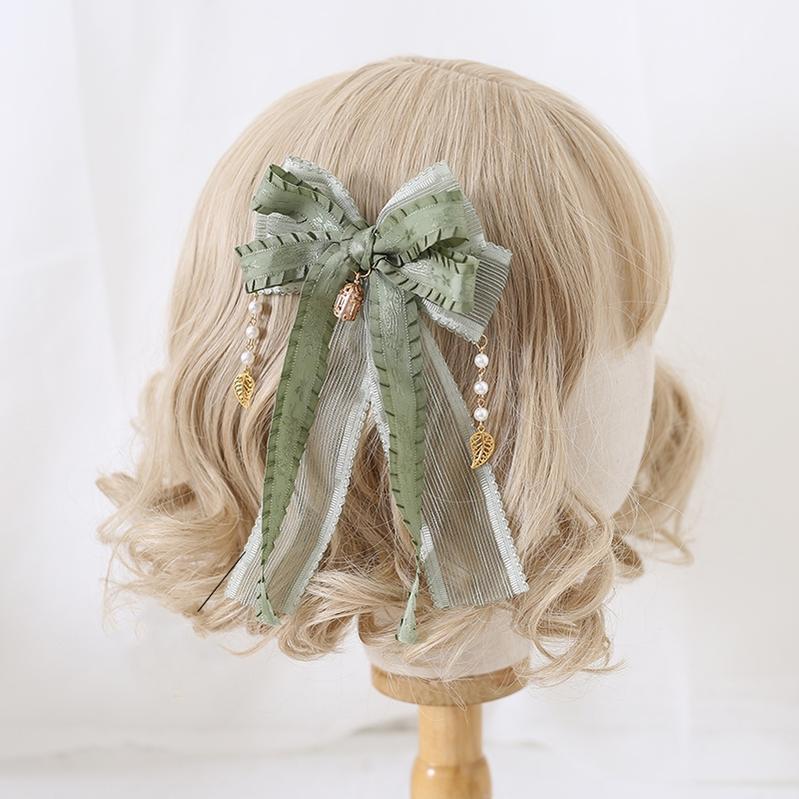 Lolita Fashion And Mori Kei Hair accessory Matcha Green Lace Brooch Clasp 36426:520772