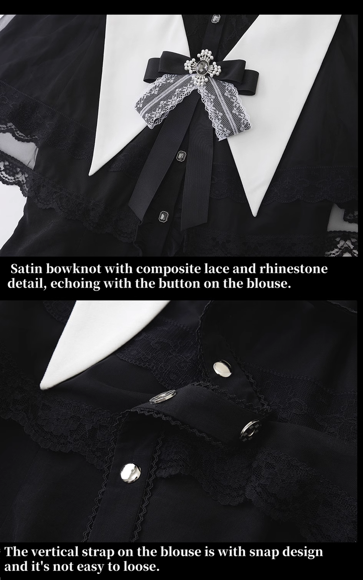 Jirai Kei Skirt Angel Wing Collar Blouse Double Layered Skirt 39538:634892