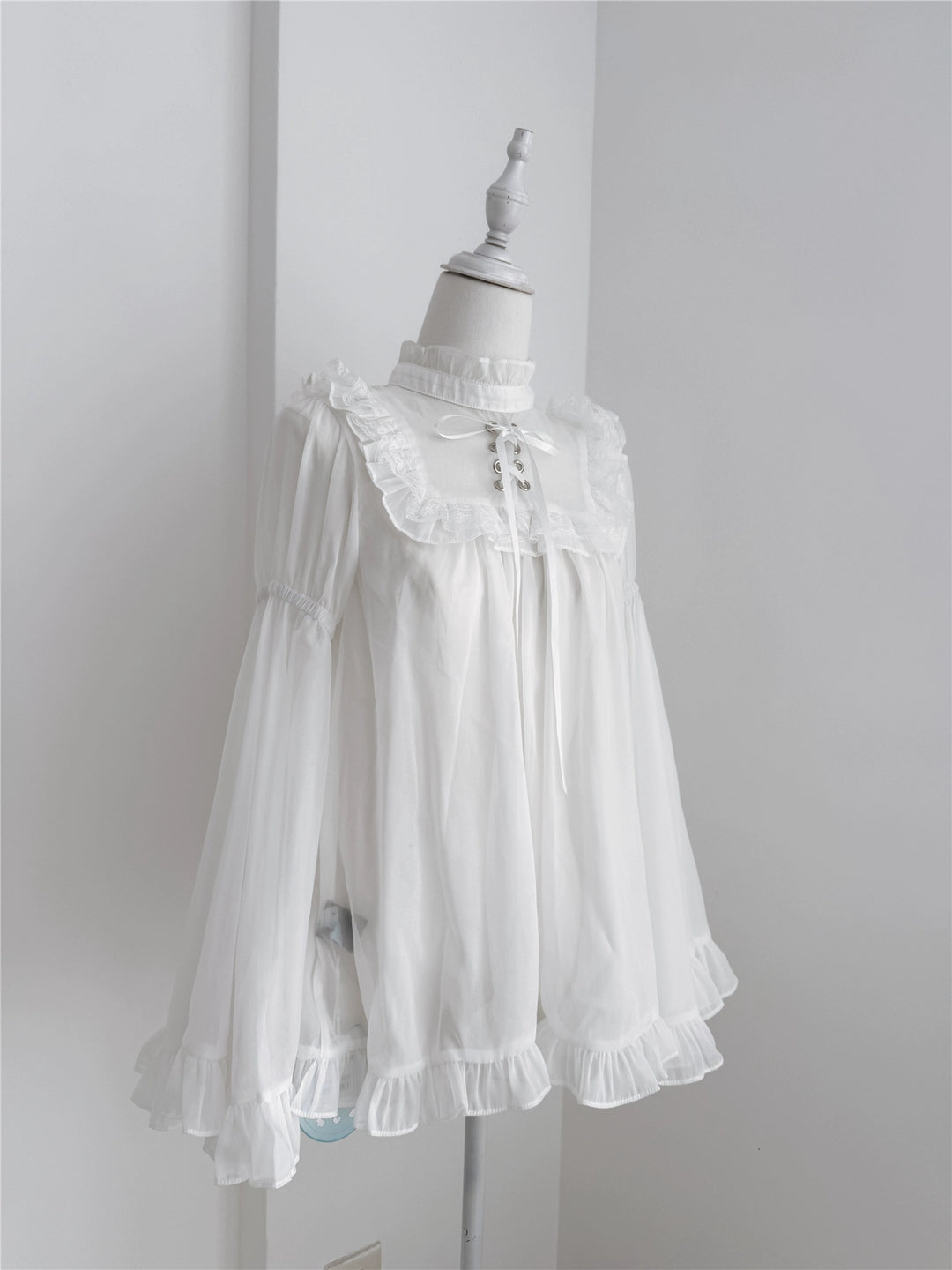 Black/White Jirai Kei Jumper Dress & Hime-Sleeved Sheer Blouse (L M S XS) 43326:773577
