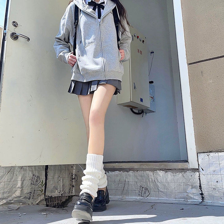 Harajuku Fashion White Black Gray Leg Warmers 28966:339354