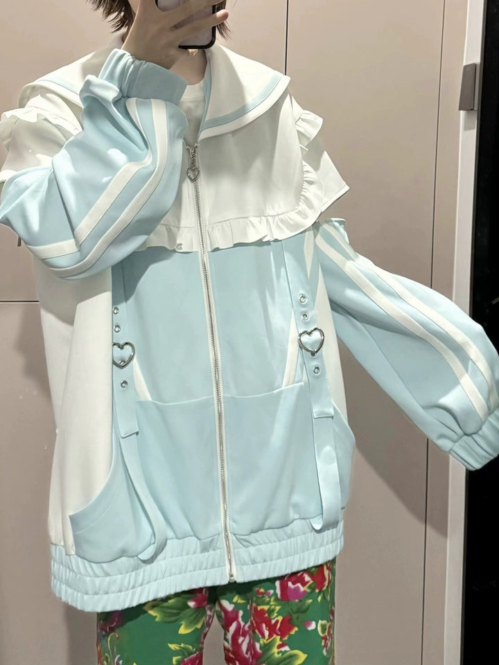 Tenshi Kaiwai Set Sailor Collar Jacket With Ruffle And Heart Buckle 34896:481088
