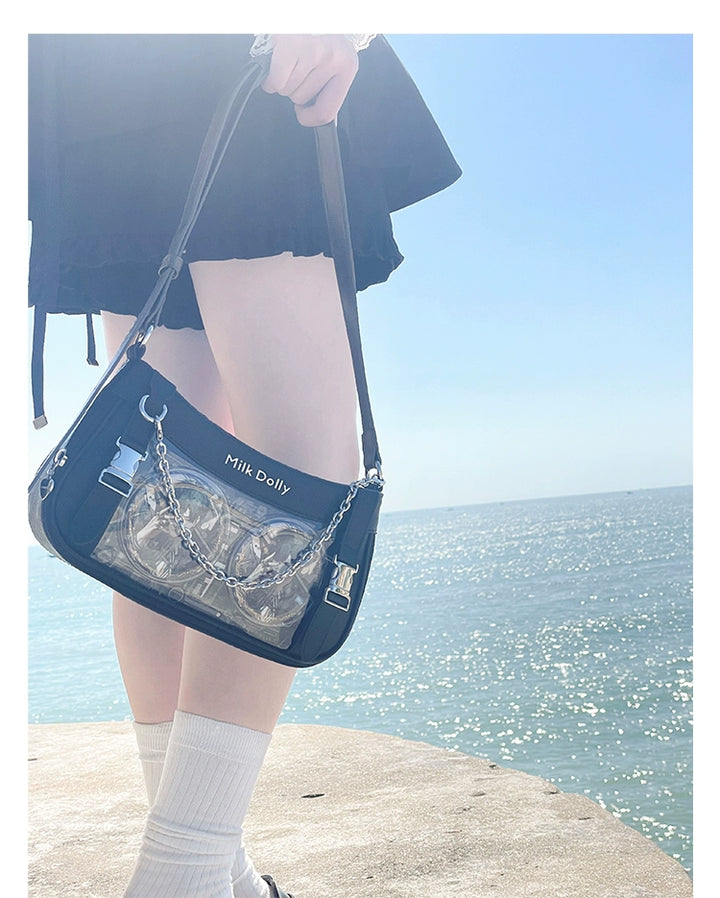 Y2K Style Ita Bag, Clear Window & Detachable Chain 43228:772314