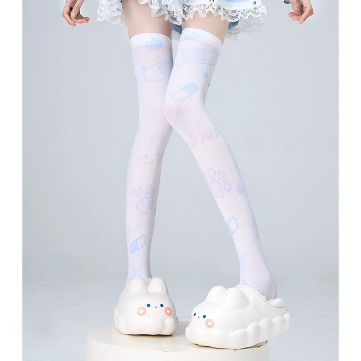 Tenshi Kaiwai Socks Over-the-Knee Socks Velvet High Tube Socks 36524:535700
