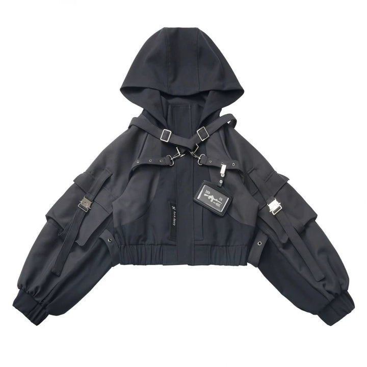 Techwear Black Jacket, Futuristic Pants & Skirt (L M S) 44862:828357