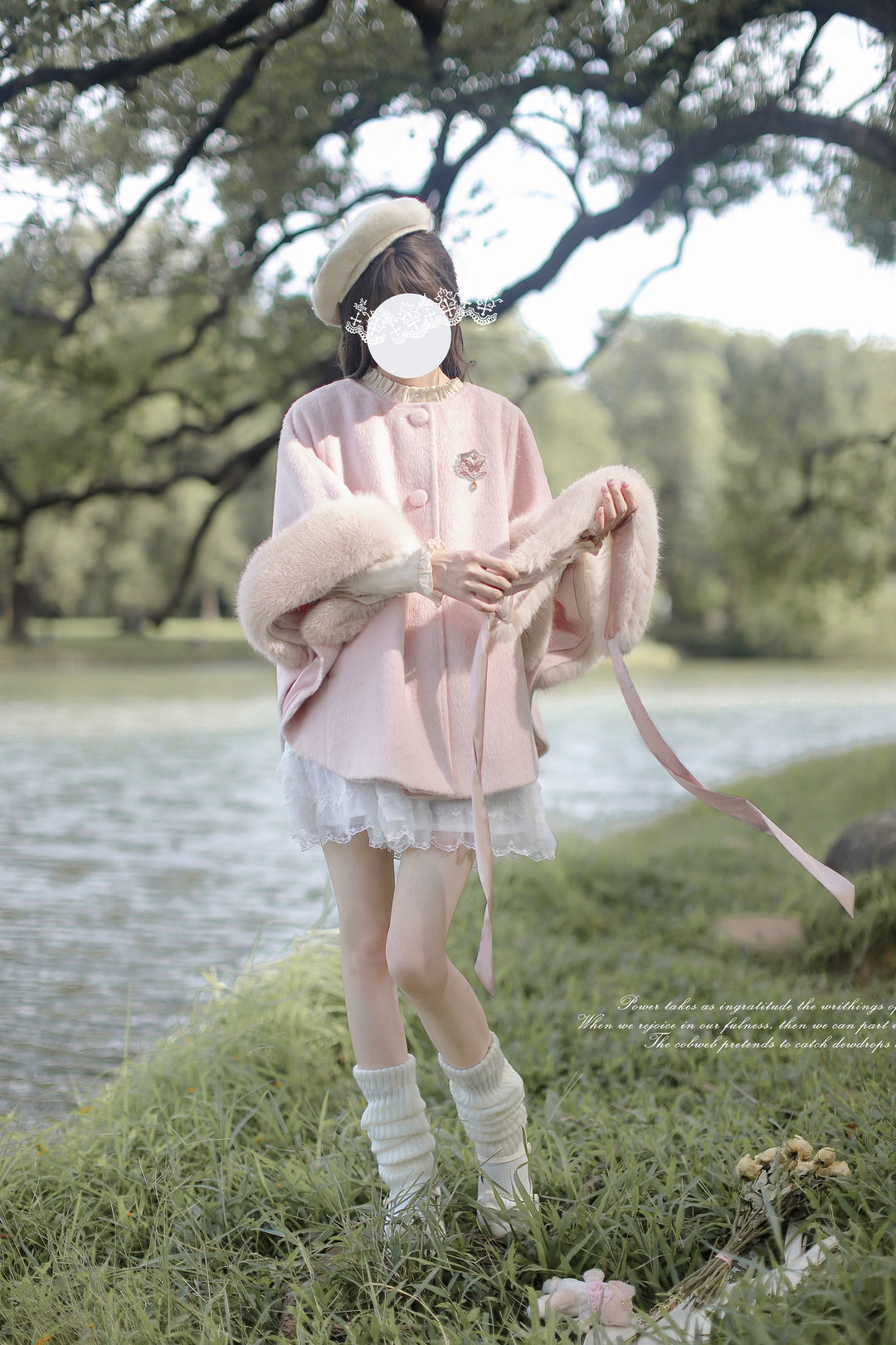 Sweet Winter Pink Cloak, Beige Blouse 44038:793610