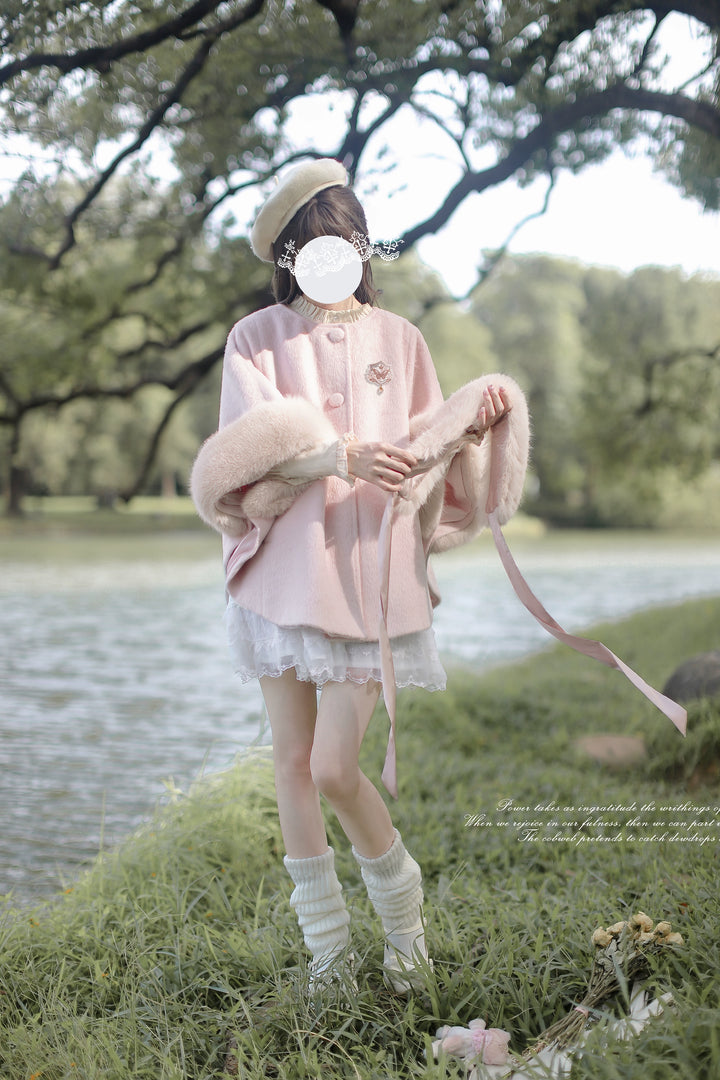 Sweet Winter Pink Cloak, Beige Blouse 44038:793610