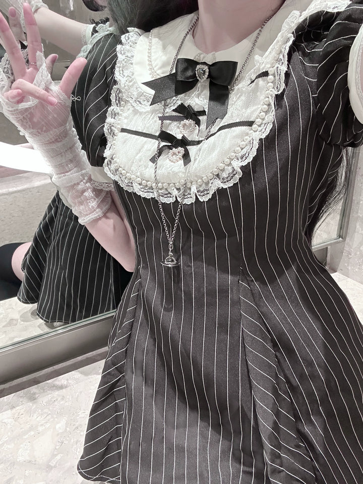 Peter Pan Collar Jirai Kei Dress Set, Bunny Ear 43649:783827