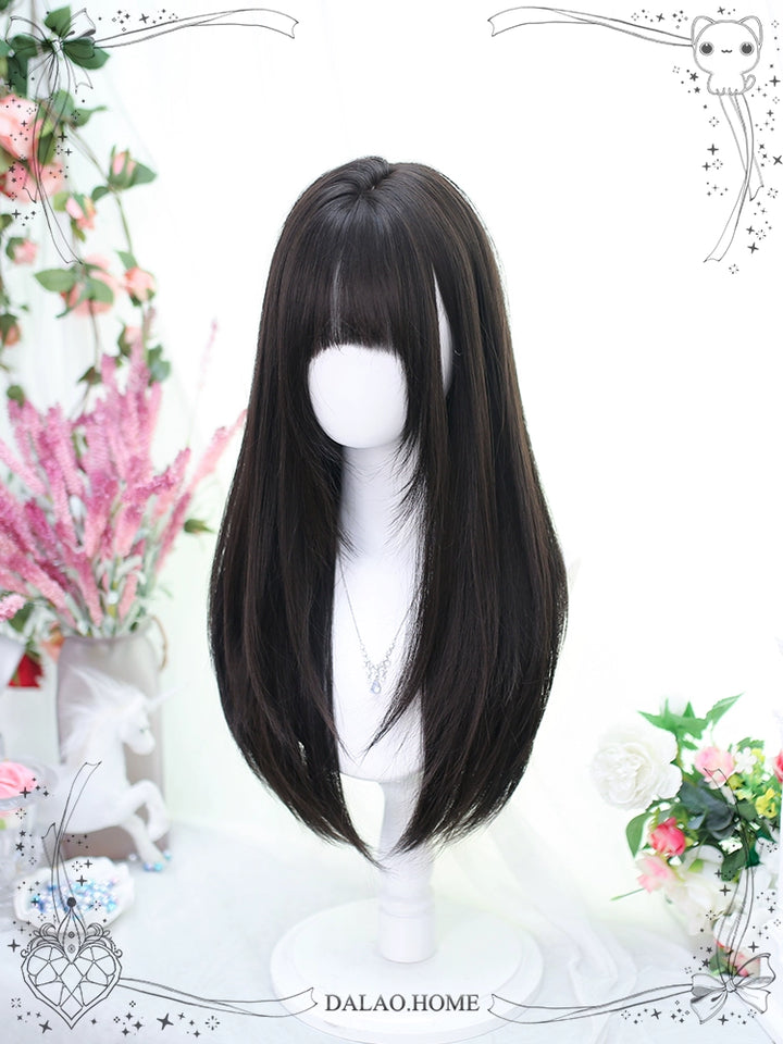 Lolita Wig Black Brown Wigs Medium Length Straight Wigs 35600:496384
