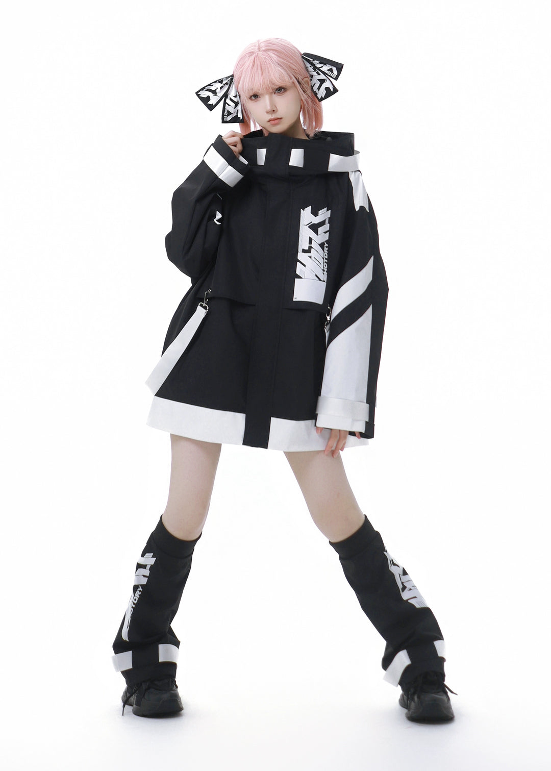 Tenshi Kaiwai Suit Hooded Windbreaker Shorts Set 40084:654364