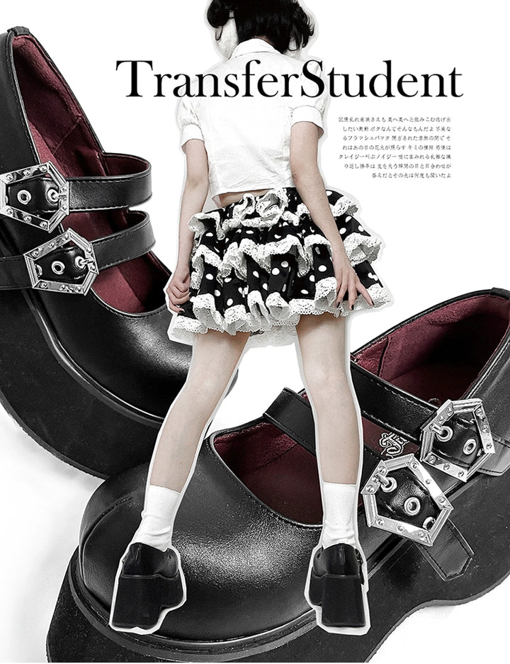 Black Red Platform Shoes Mary Jane Shoes 29728:367870