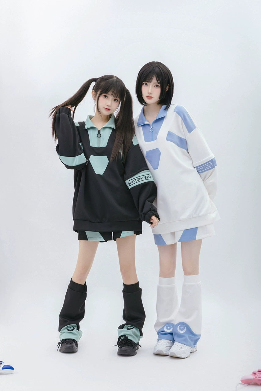 Tenshi Kaiwai Removable Sleeve Sweatshirt and Shorts Multicolor 29166:356876