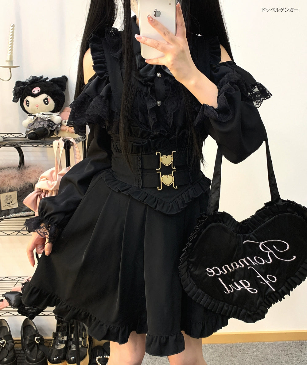High Waist Jirai Kei Suspender Skirt (M S / Black) 31858:396990