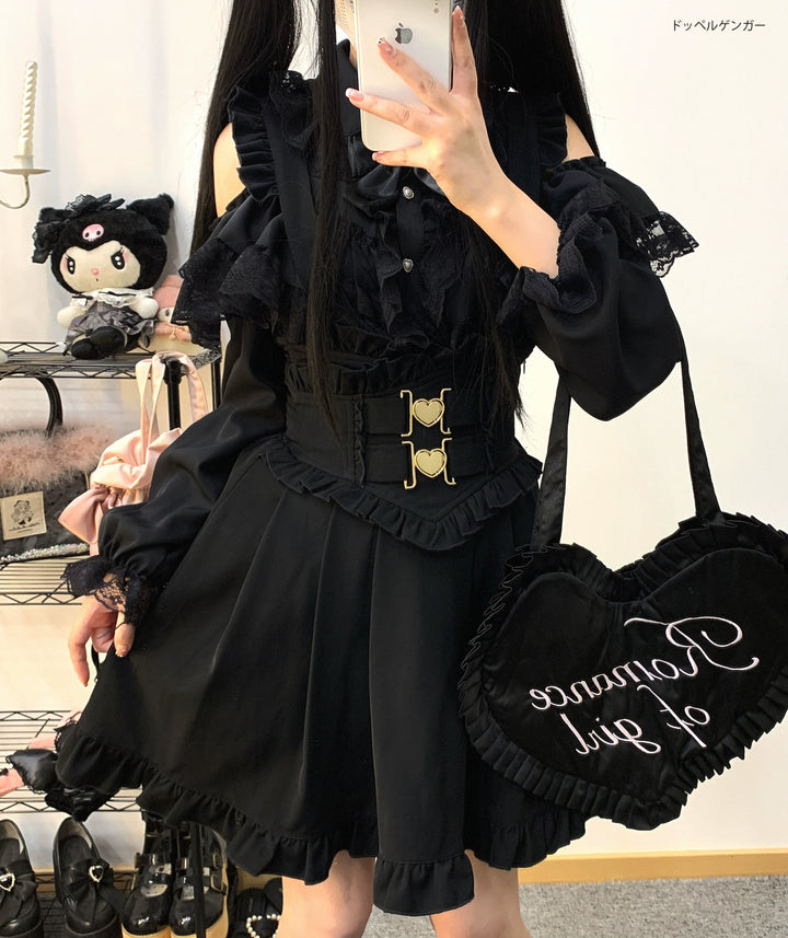 High Waist Jirai Kei Suspender Skirt (M S / Black) 31858:396990