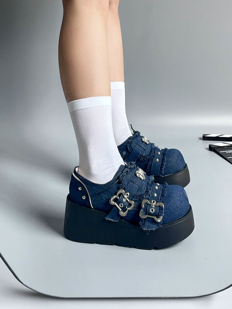 Y2K Punk Shoes Platform Shoes Slip-on Cowhide Shoes 29722:368458