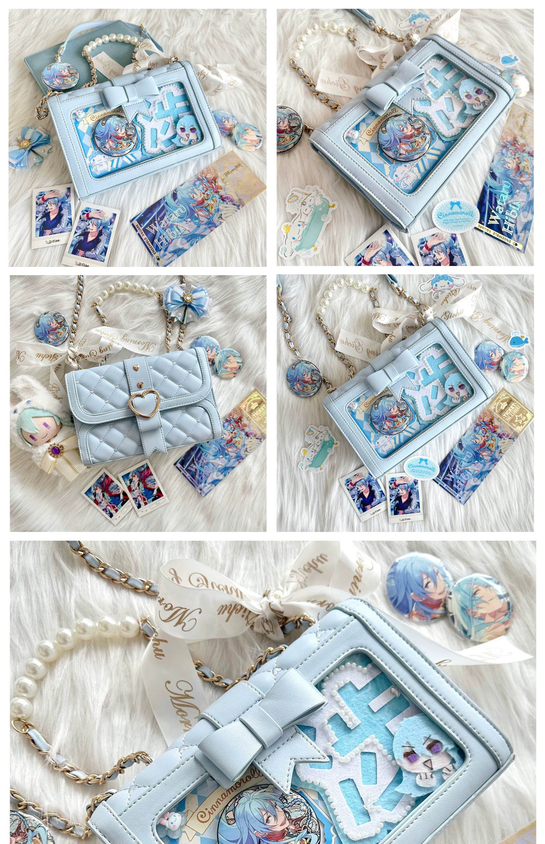 Kawaii Ita Bag Bow Rhombus Grid Shoulder Bag Multicolor 21906:349676
