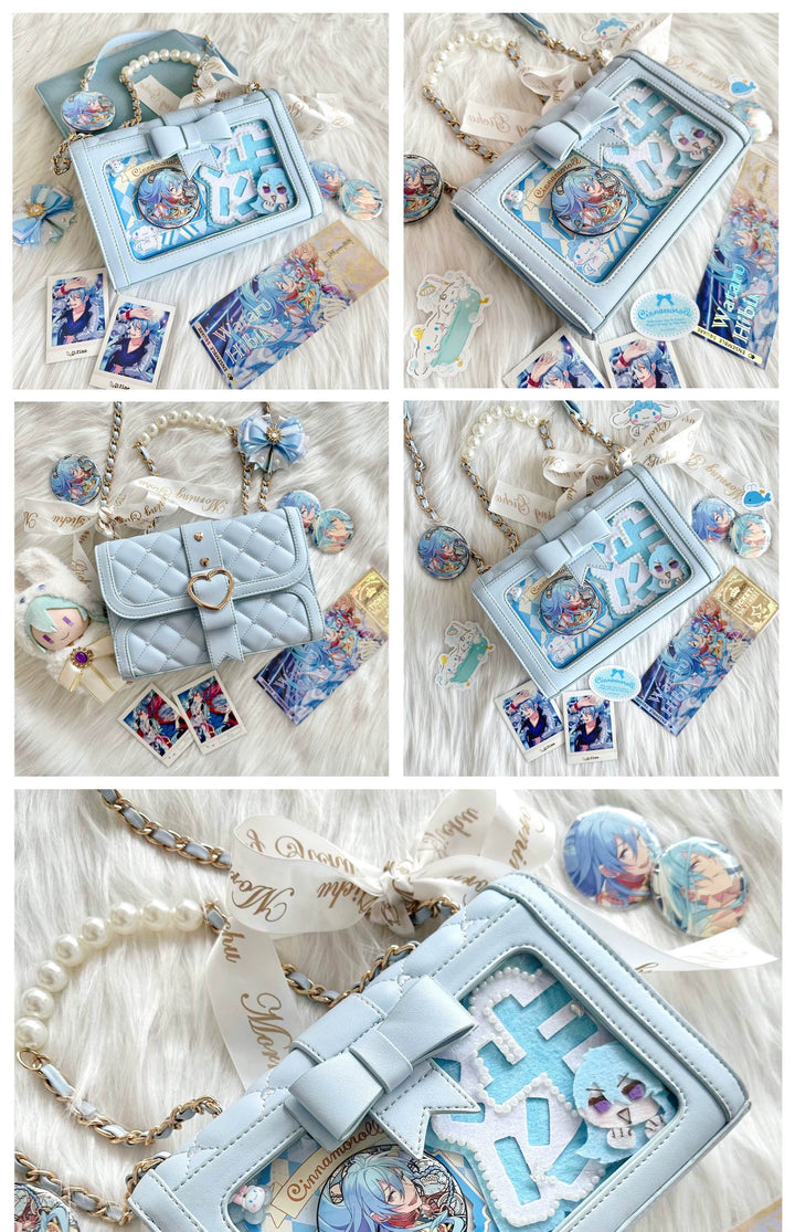 Kawaii Ita Bag Bow Rhombus Grid Shoulder Bag Multicolor 21906:349676