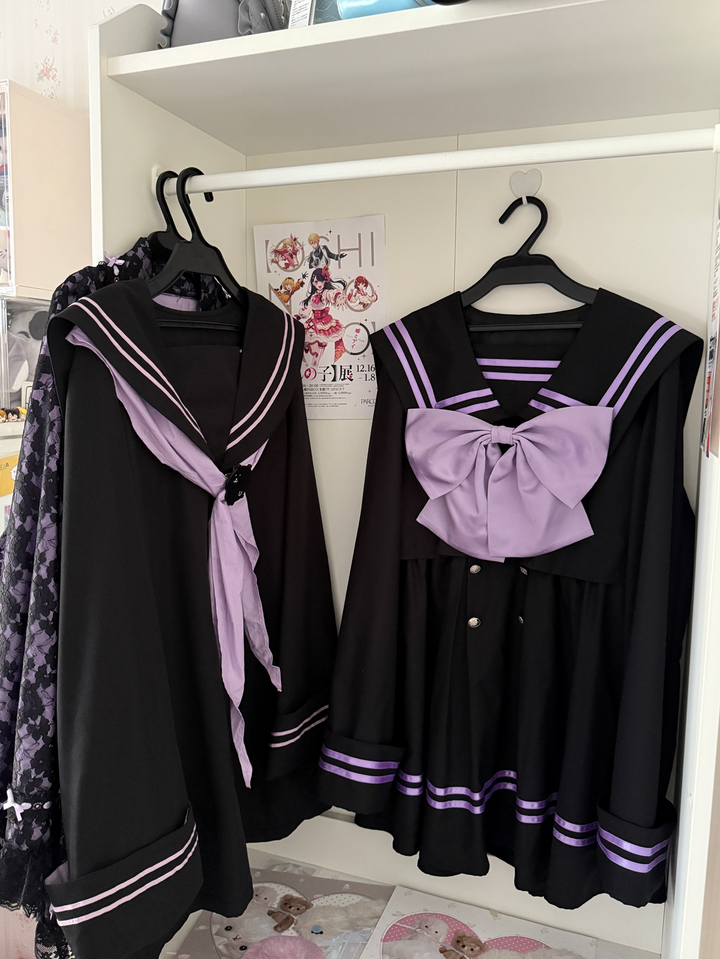 Sailor Collar JK Uniform Dress, Flared Sleeves 43871:787950
