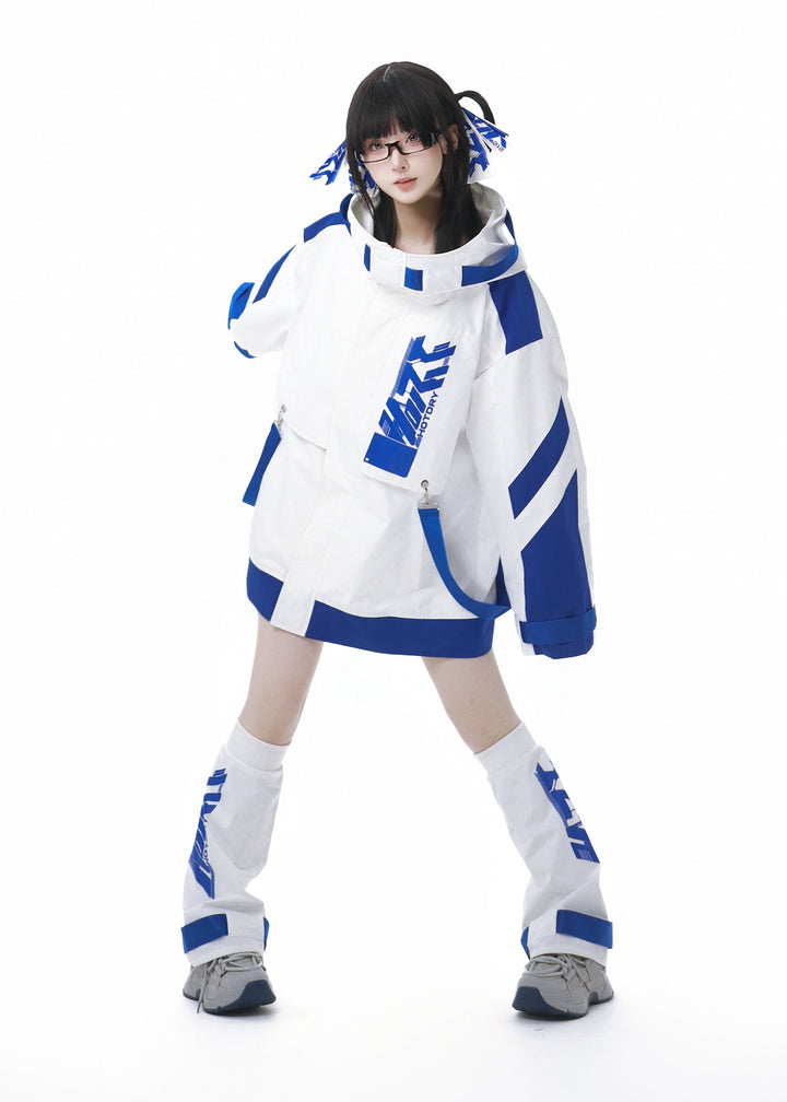 Tenshi Kaiwai Suit Hooded Windbreaker Shorts Set 40084:654408