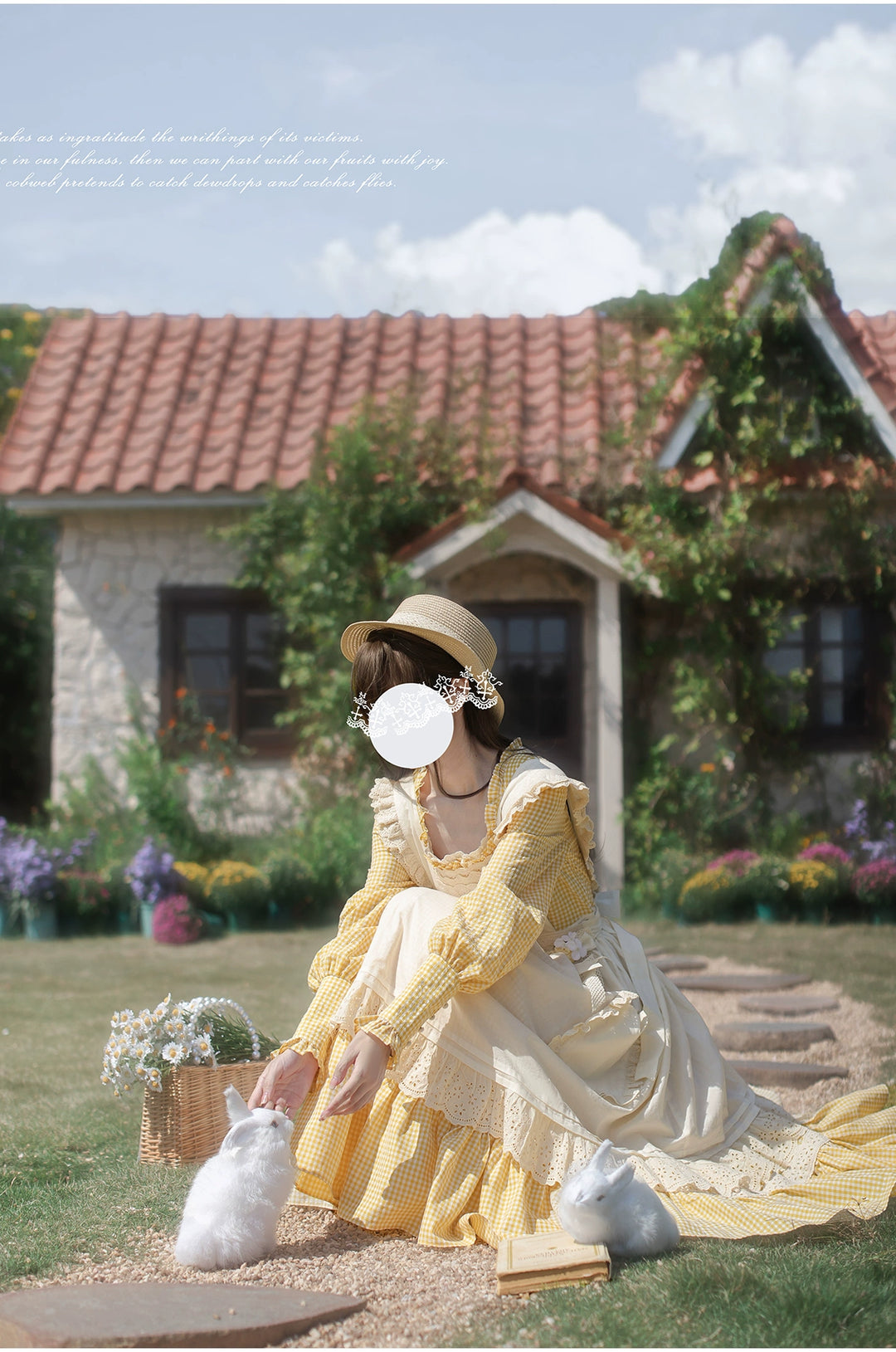Country Lolita Dress Set Short/Long-Sleeved OP and Cotton Over-Skirt 42815:754235