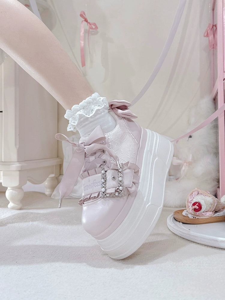 Ryousangata High Platform Shoes, Satin Bow 43688:783032