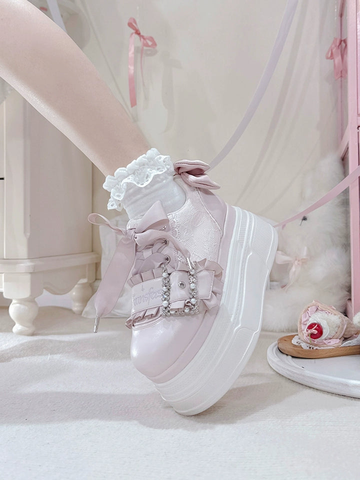 Ryousangata High Platform Shoes, Satin Bow 43688:783032