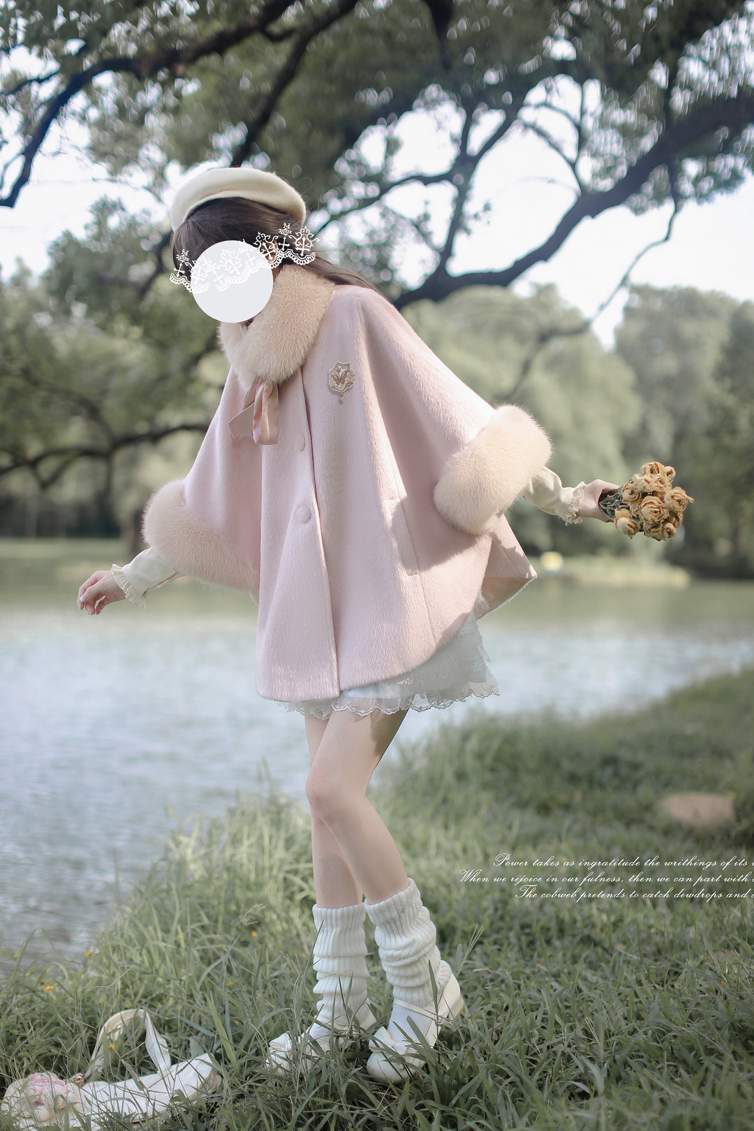 Sweet Winter Pink Cloak, Beige Blouse 44038:793625