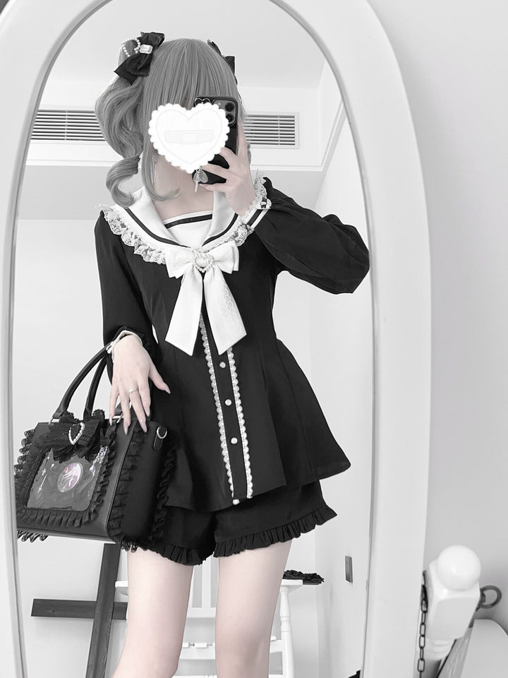 Jirai Kei Dress & Shorts, Bunny-Ear Sailor Collar 43440:776923