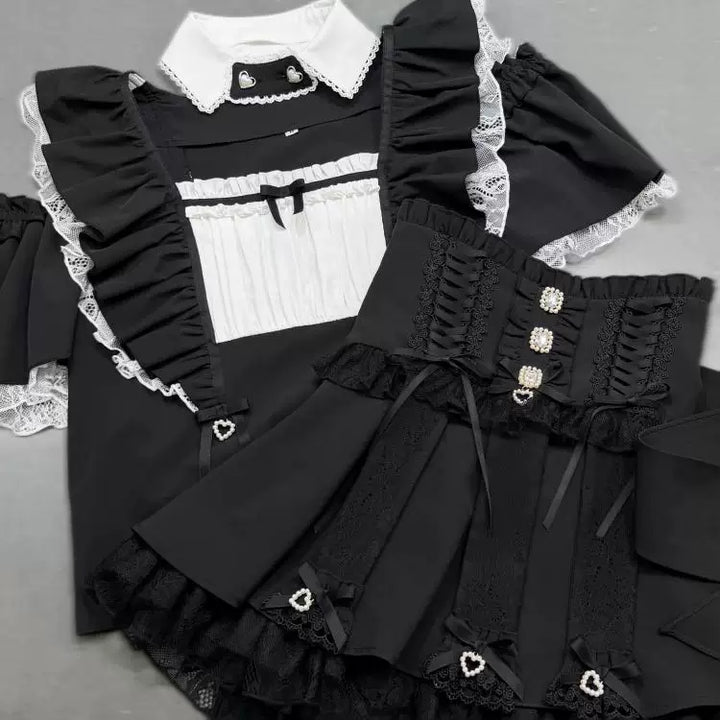 Jirai Kei Open-Shoulder Blouse, Detachable Collar 45844:865687