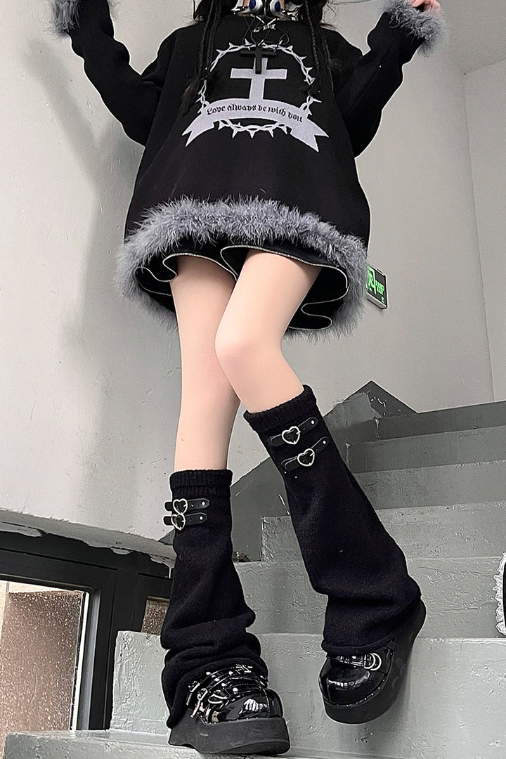 Harajuku Fashion Love Leather Buckles Socks Multicolor 28964:339546 28964:339546