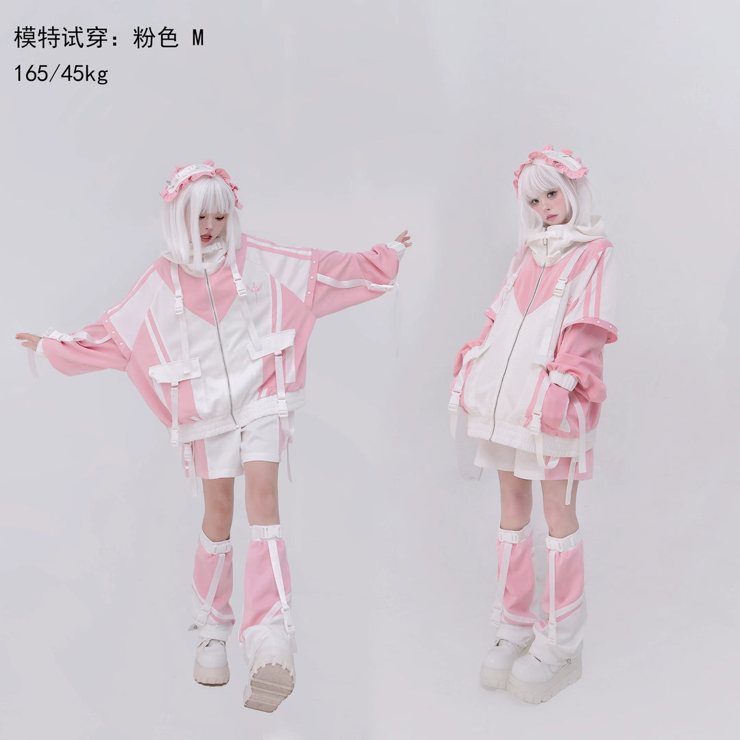 Plus Size Tenshi Kaiwai Coat Set Multicolor Sporty Outfits 40332:658340