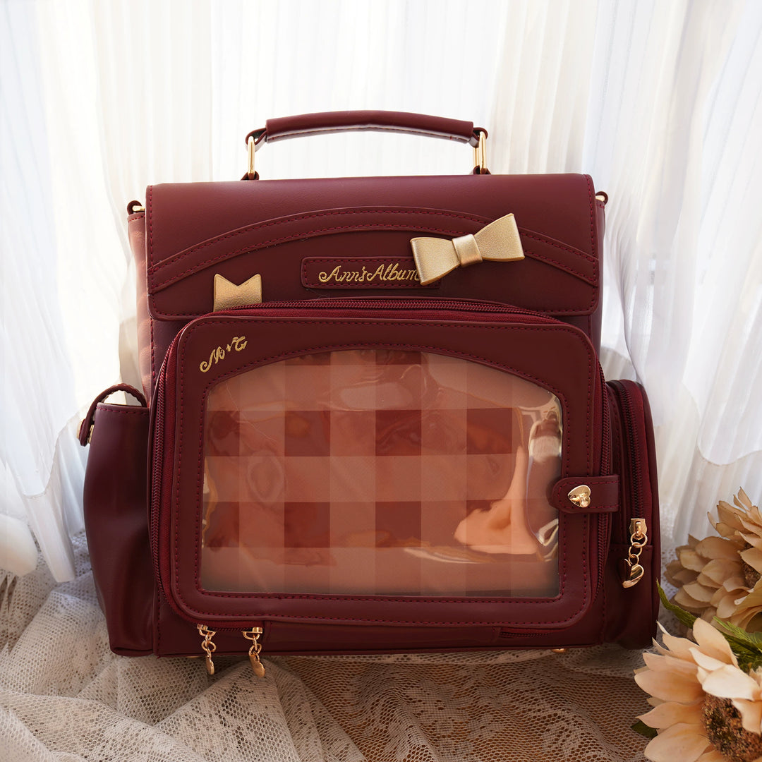 Kawaii Ita Bag with Crossbody Strap, Clear Window (Burgundy) 45414:846783