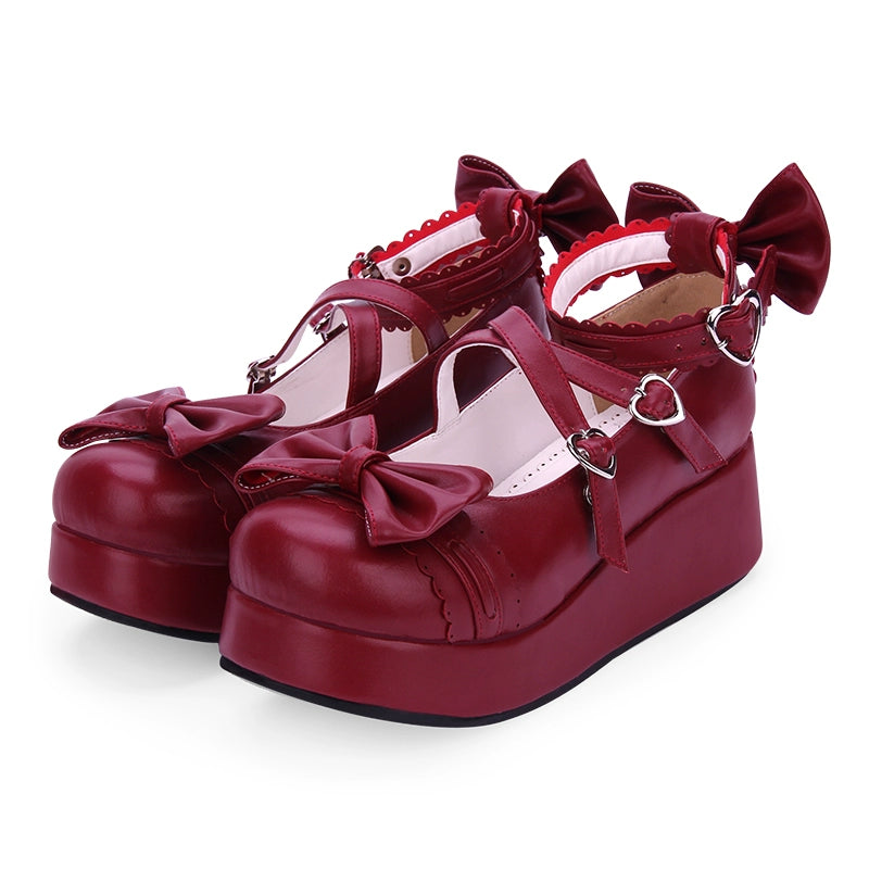 Lolita Shoes Platform Shoes With Bow 5 Colors (33 34 35 36 37 38 39 40 41 42 43 44 45 46 47) 31656:367158