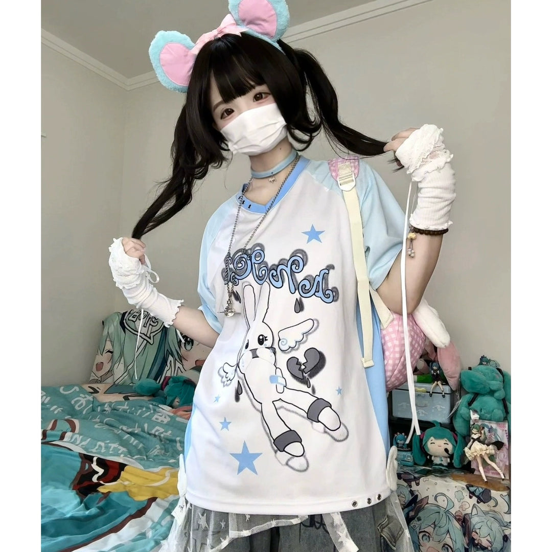 Angel Bunny Tenshi Kaiwai T-shirt, Jersey-Inspired Style 43506:778615