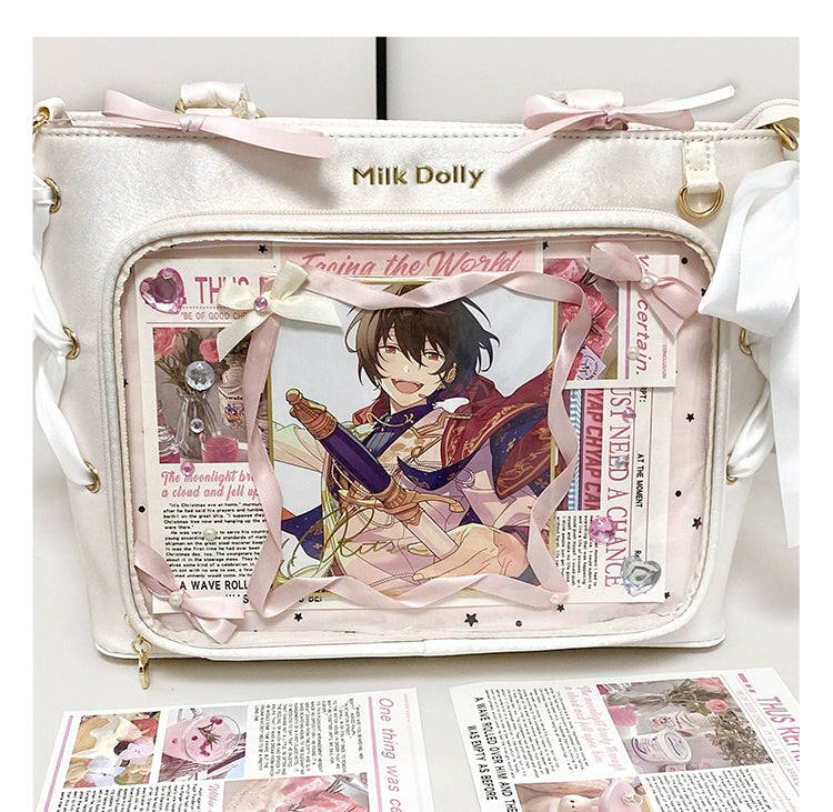 Satin Ita Bag, Clear Window & Detachable Ribbon Bow 43227:771931