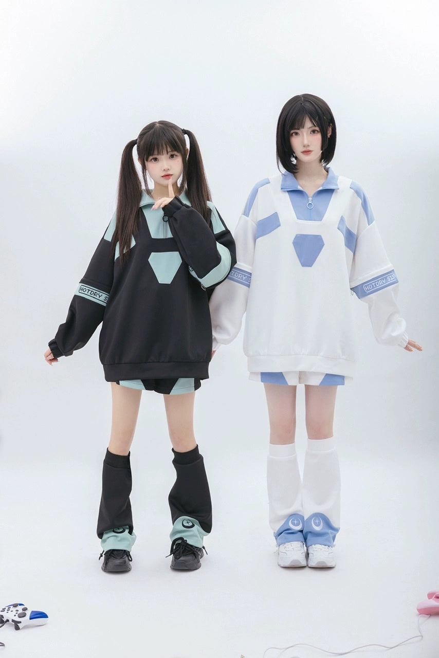 Tenshi Kaiwai Removable Sleeve Sweatshirt and Shorts Multicolor 29166:356868