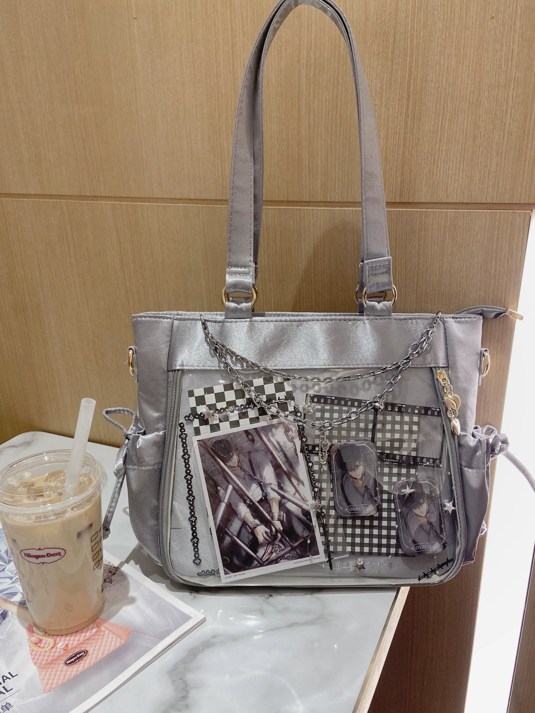 Large Capacity Ita Bag Satin Shoulder Bag Commute Tote Bag 41162:699688