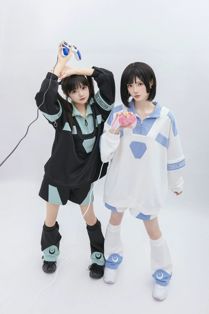 Tenshi Kaiwai Removable Sleeve Sweatshirt and Shorts Multicolor 29166:356904