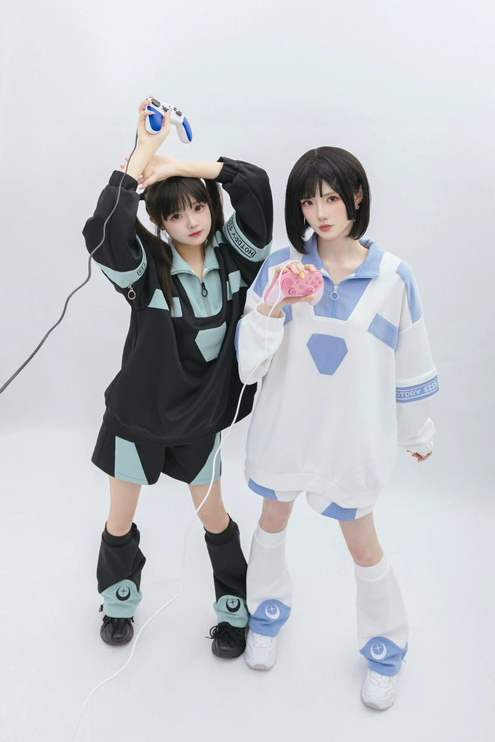 Tenshi Kaiwai Removable Sleeve Sweatshirt and Shorts Multicolor 29166:356904