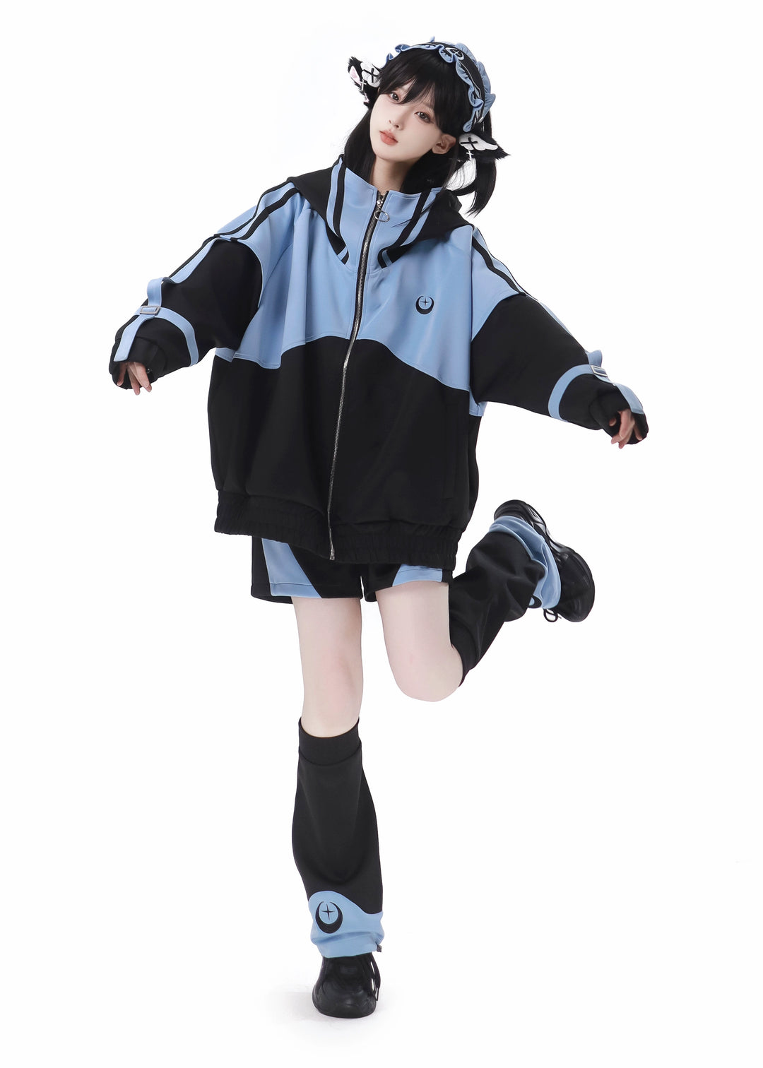Subcul Jirai Kei Outfit Set With Moon & Star Print 34496:465516