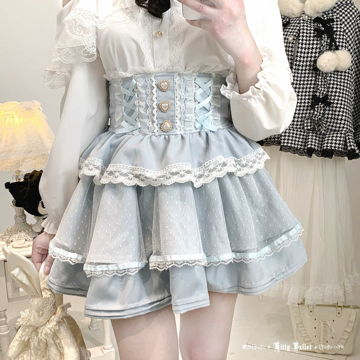 Ryousangata High-waist Skirt, Tiered Hem 44003:792877