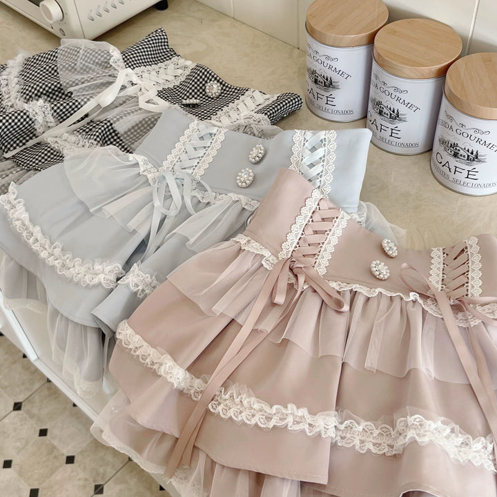 Jirai Kei Ruffle Tiered Skirt with Lace and Bows Multicolor 42894:758563