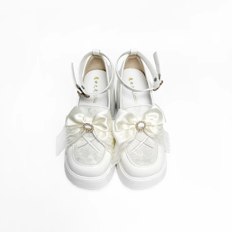 White/Black Jirai Kei Loafer Shoes, High Platform 44889:825999