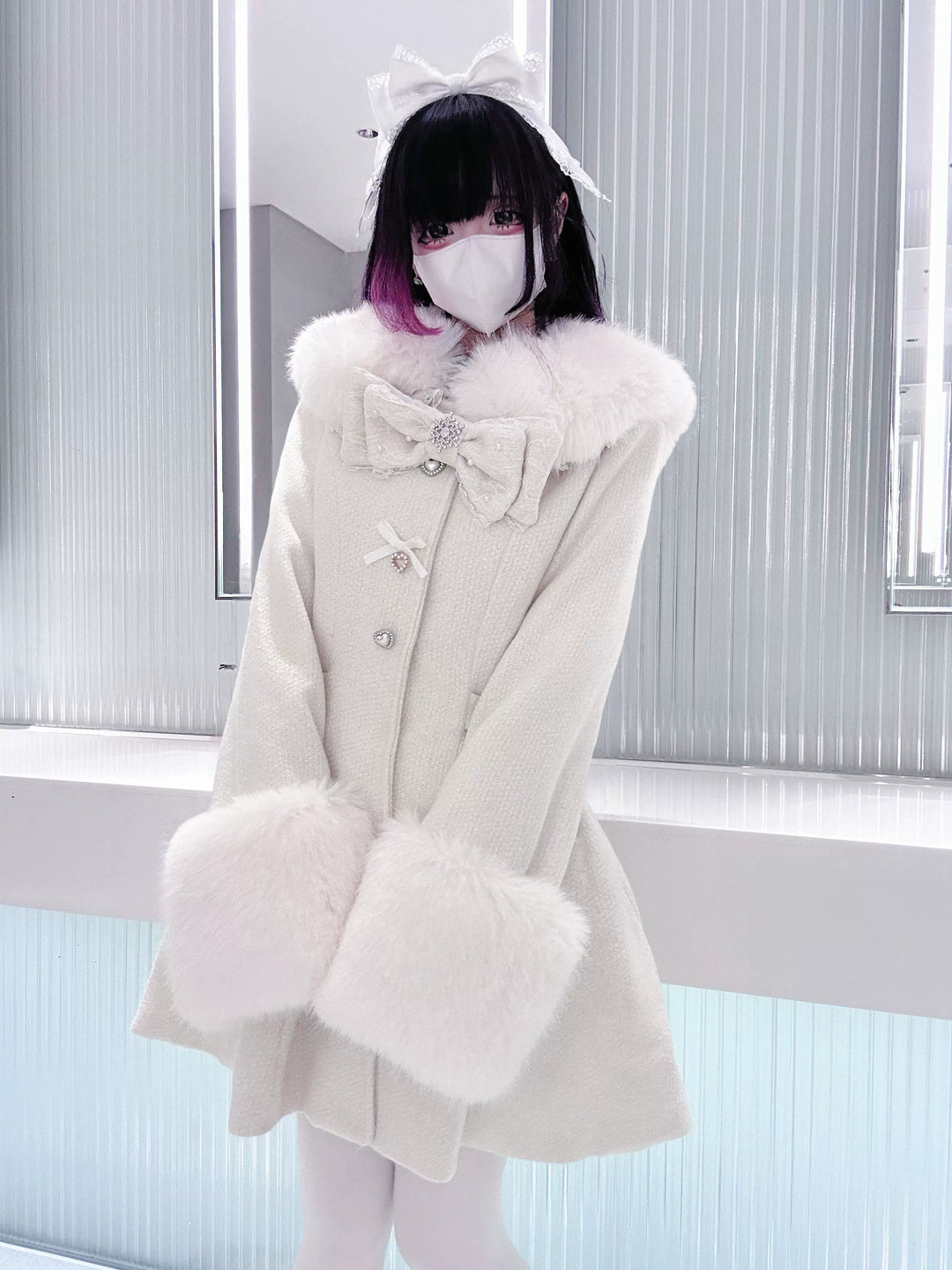 Ryousangata Winter Coat, Detachable Faux Fur Trim 43939:792420
